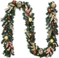 9 Ft Pre-Lit Christmas Garland with Copper Gold Balls - Elegant Mantle