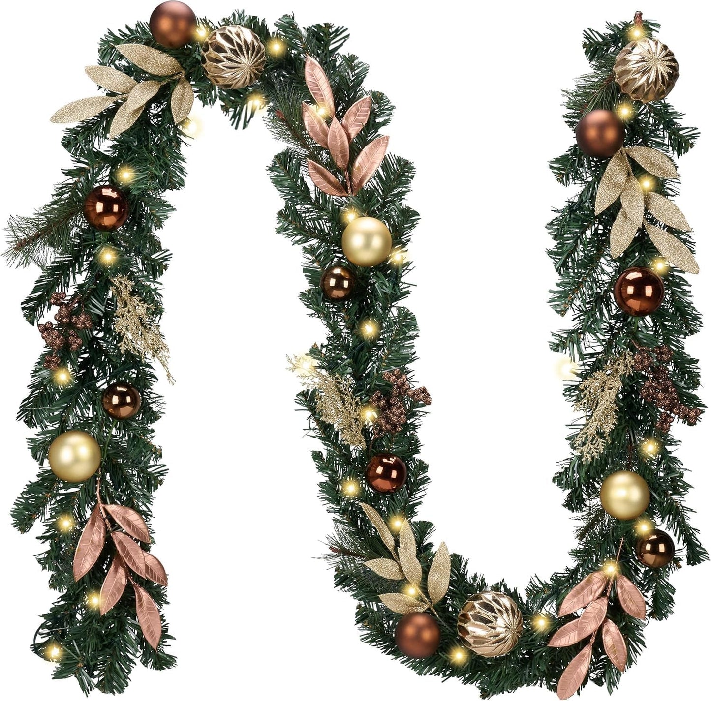 9 Ft Pre-Lit Christmas Garland for Mantle and Holiday Decor