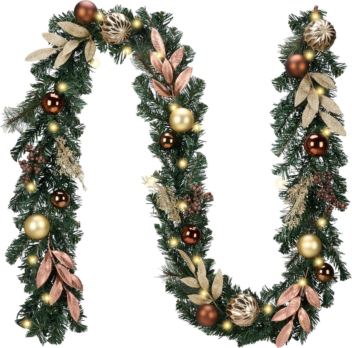 9 Ft Pre-Lit Christmas Garland for Mantle and Holiday Decor