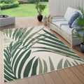 Tropical Outdoor Rug 4 ft 7 in x 6 ft 7 in Green Beige - Patio Ready