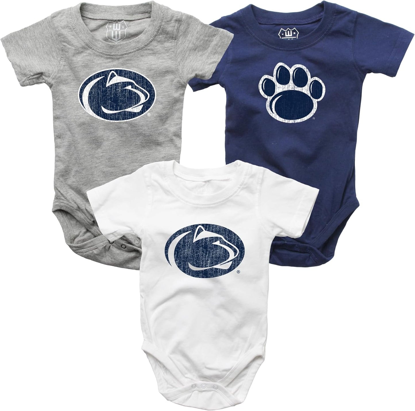 Wes and Willy Baby College Team Cotton Rompers Set of 3