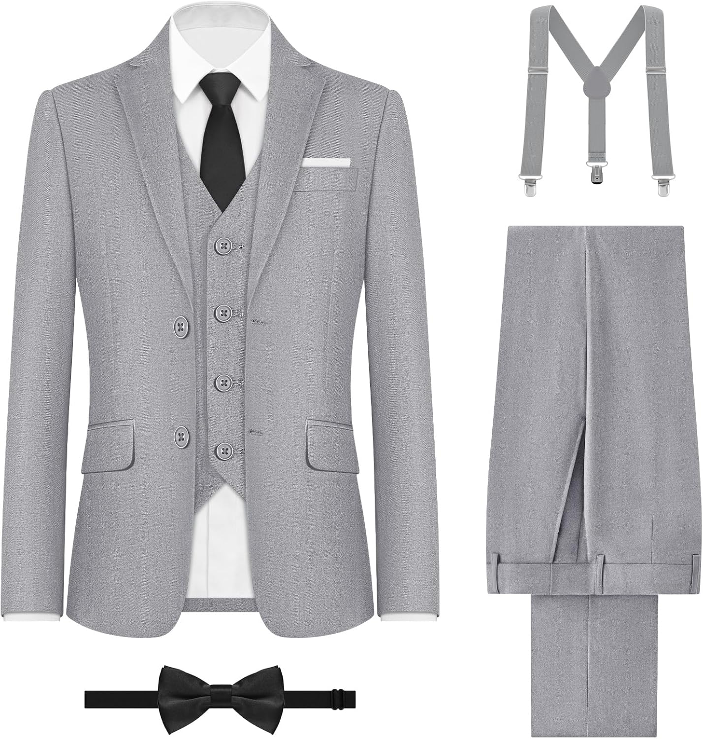 Boys' Formal Suits Set with Suspenders for Every Occasion