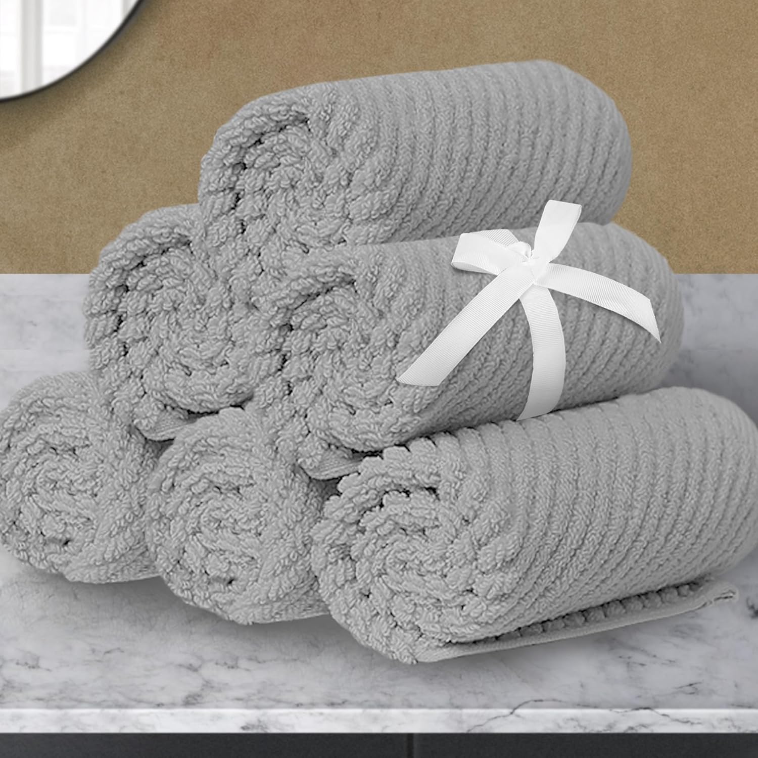 Luxurious 100% Cotton Grey Washcloths Set of 6 for Every Need