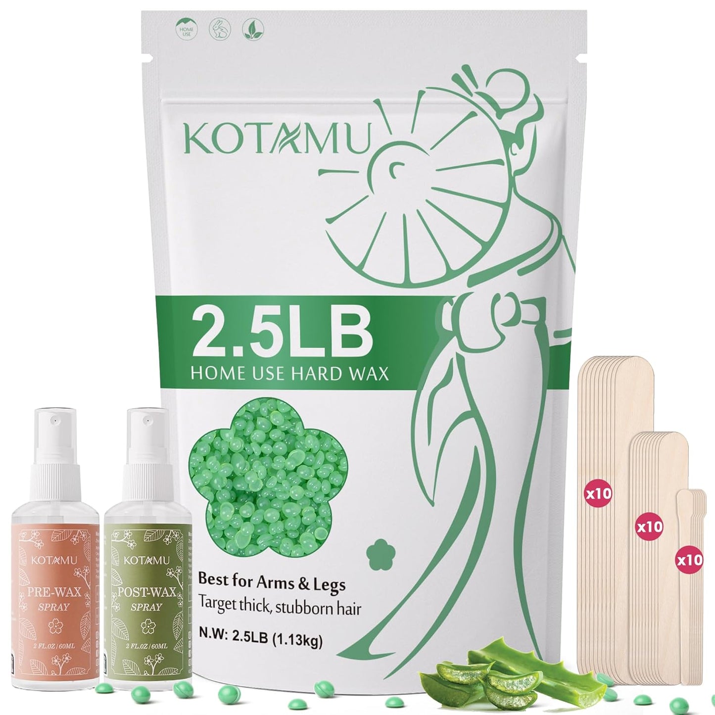 KOTAMU Waxing Beads for Hair Removal - Gentle & Effective