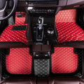 Custom Fit Car Floor Mats Full Coverage Leather Liners - Red & Black