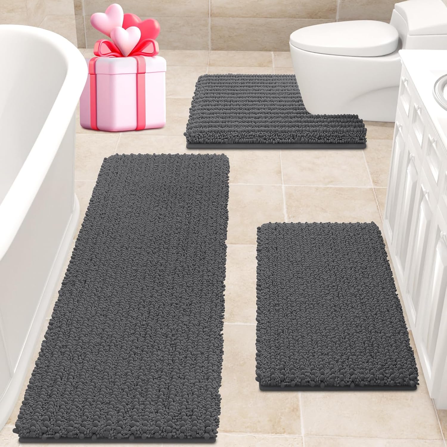 Extra Large Grey Bathroom Rug Set for Ultimate Comfort and Safety