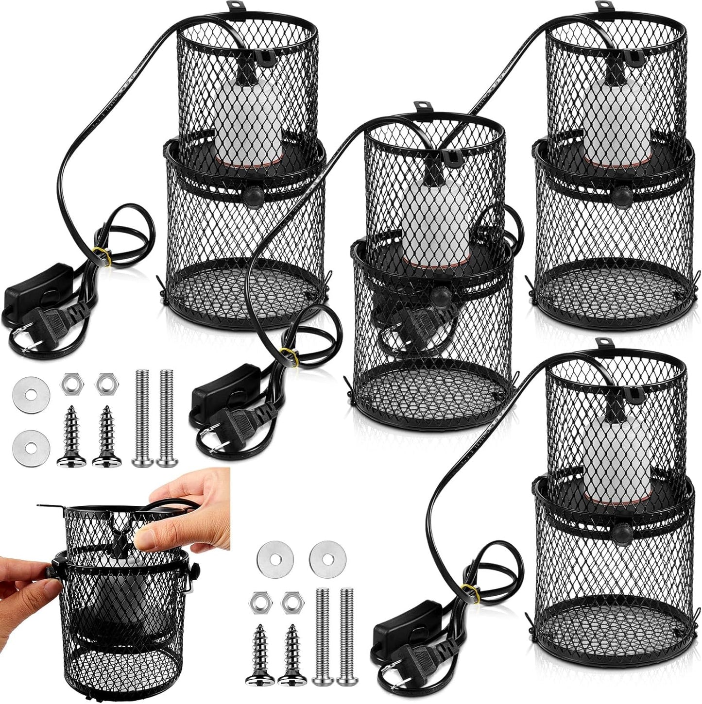 VIHOSE 4 Pcs Retractable Reptile Heat Lamp Holder for Pets