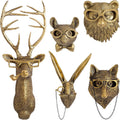 Animal Heads Wall Decor Faux Deer Head Mount - 5pcs Decorative Set