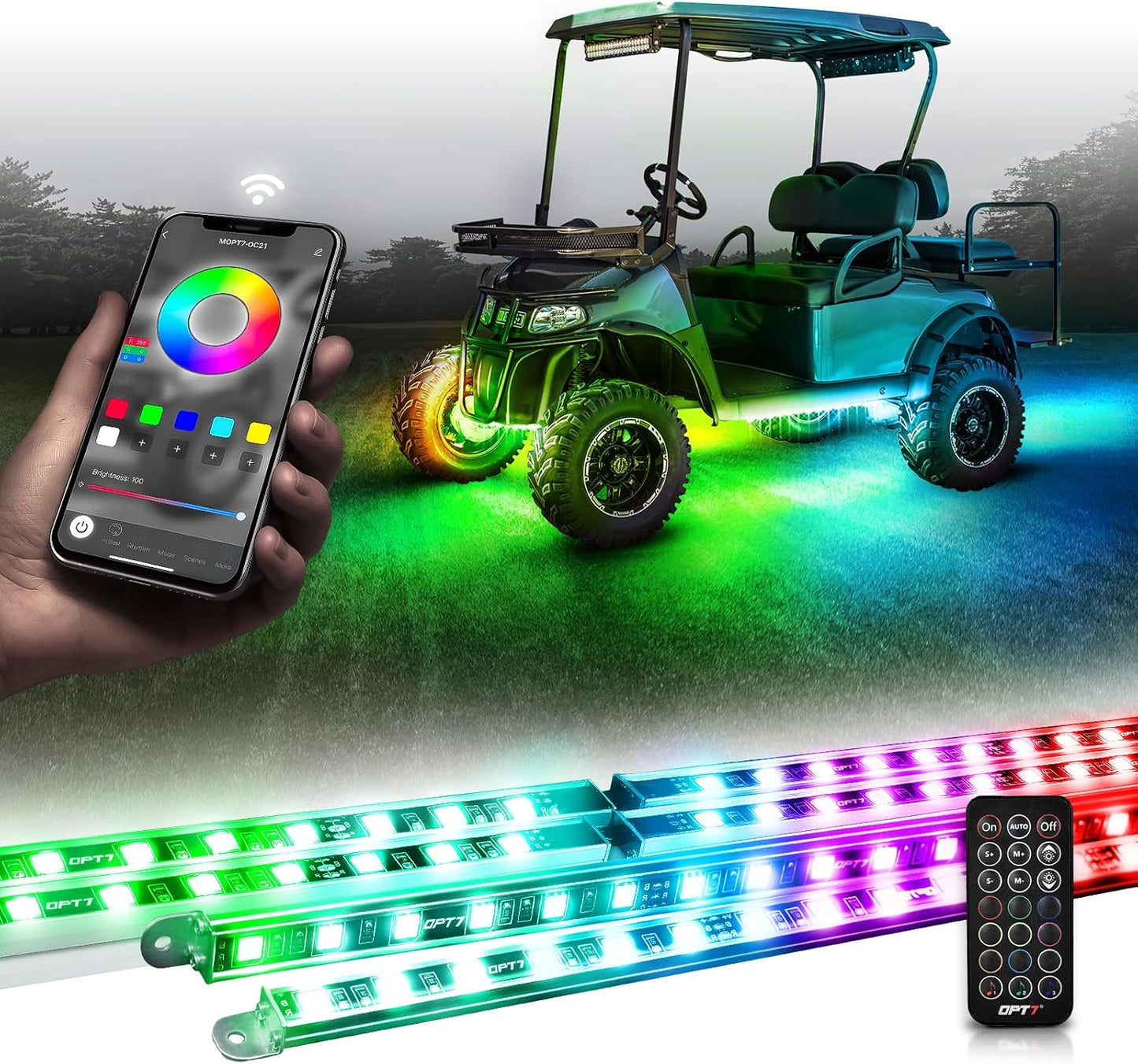 OPT7 Aura DreamColor Underglow Lights for Golf Carts - RGB-IC