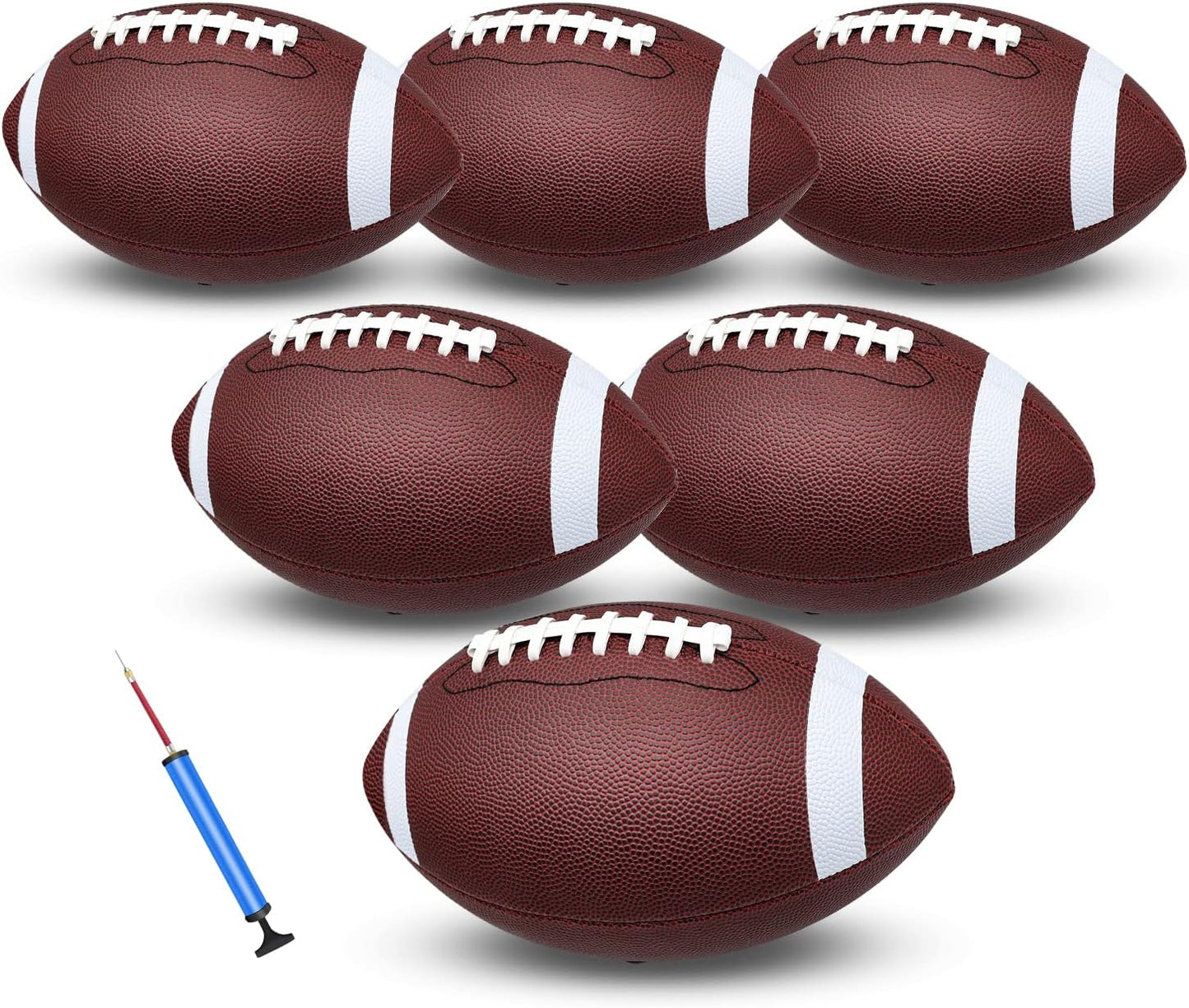 Youth Size 6 Footballs 6 Pack with Pump for All Ages and Levels
