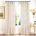 jinchan Beige Linen Blend Curtains 102 in Extra Long Panels - Soft