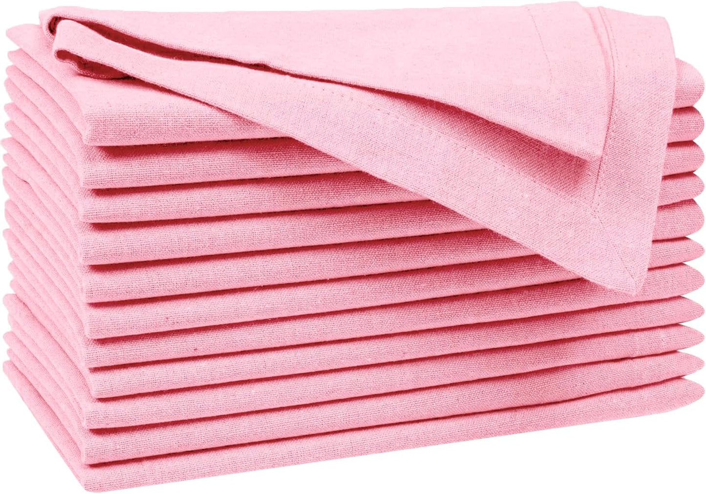 Set of 12 Baby Pink Cotton Napkins - Elegant & Durable