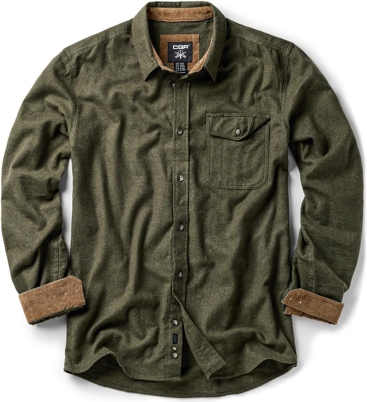 CQR Men's 100% Cotton Flannel Shirts for Casual Outdoor Wear