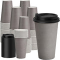 16 oz Disposable Paper Coffee Cups with Lids for On-the-Go Use