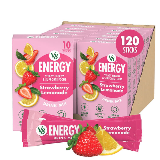 V8 Energy Strawberry Lemonade Drink Powder - 120 Packets
