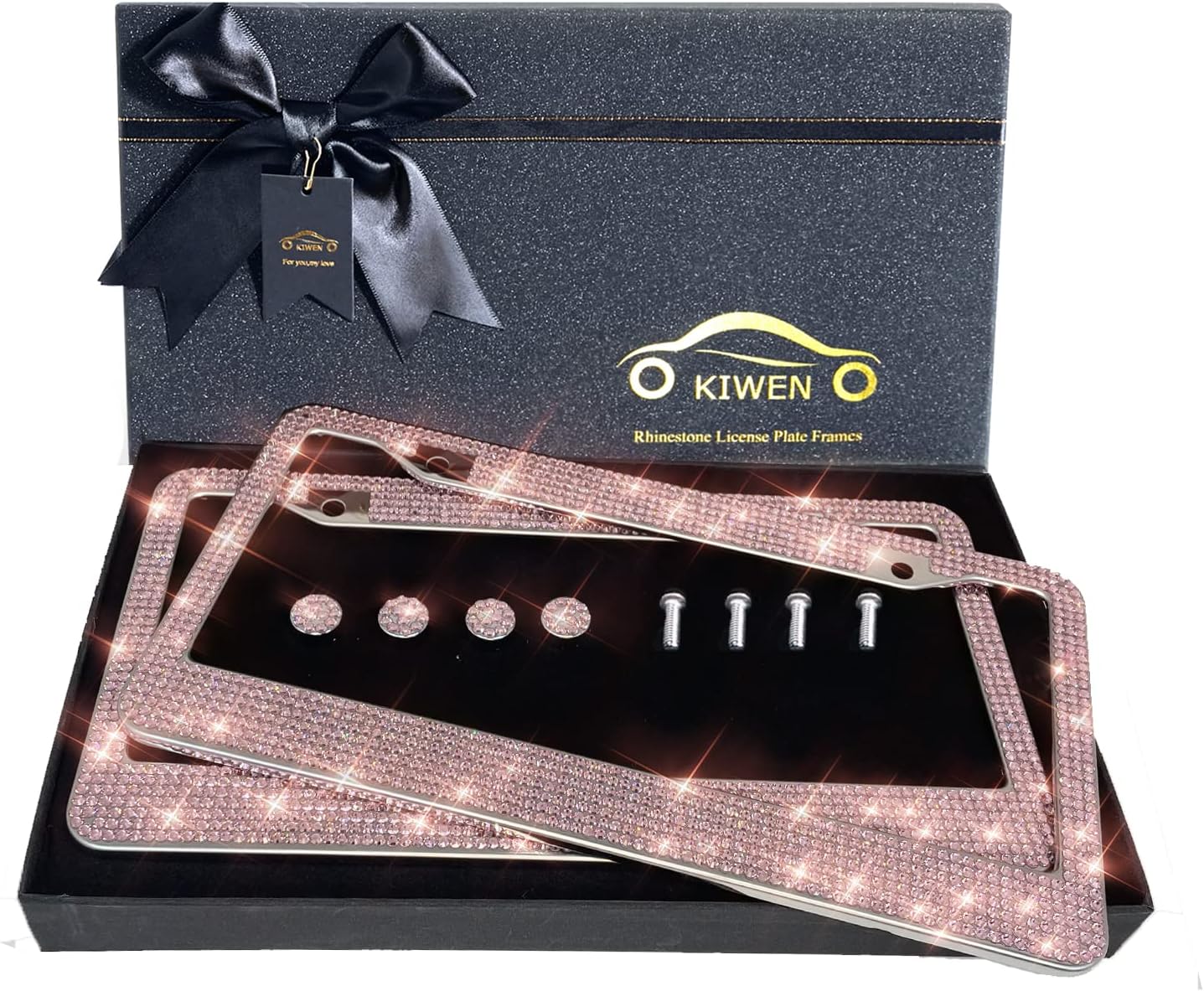 Bling License Plate Frames with Rhinestones for Women Gifts