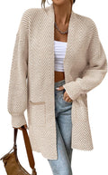 Sidefeel Womens Long Sleeve Open Front Striped Cardigan - Cozy Chevron