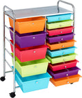RELAX4LIFE 15 Drawer Rolling Storage Cart - Mobile Multi Color