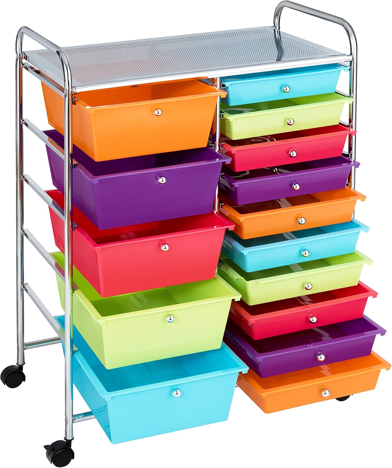 15 Drawer Rolling Storage Cart for Craft and Office Use
