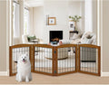 Extra-Wide Wooden Freestanding Dog Gate in Cherry - Foldable Safety