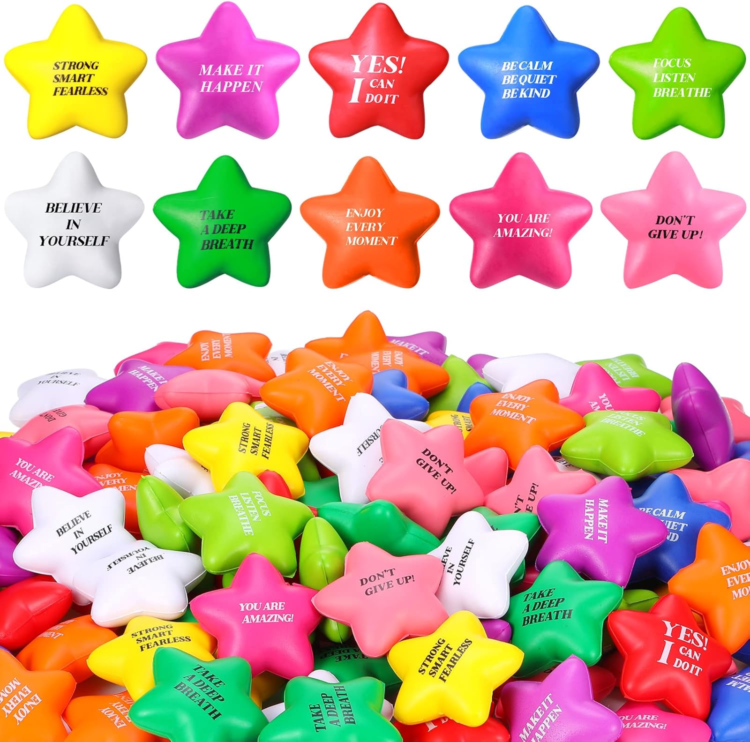 Jerify 120 Pcs Star Stress Balls for Motivational Relief Fun