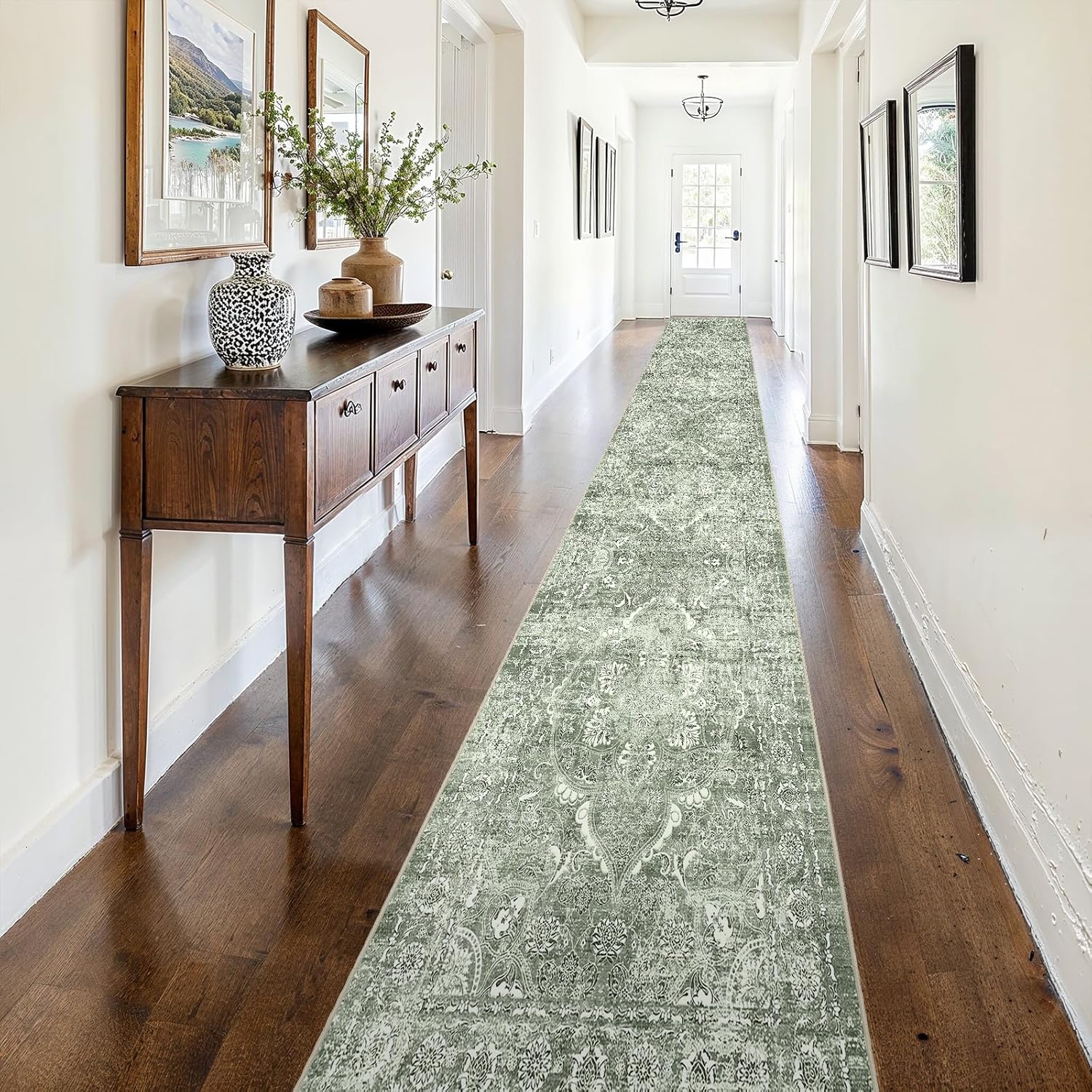 Vintage 2ft 6inx16ft Washable Hallway Runner Rug for Home Decor