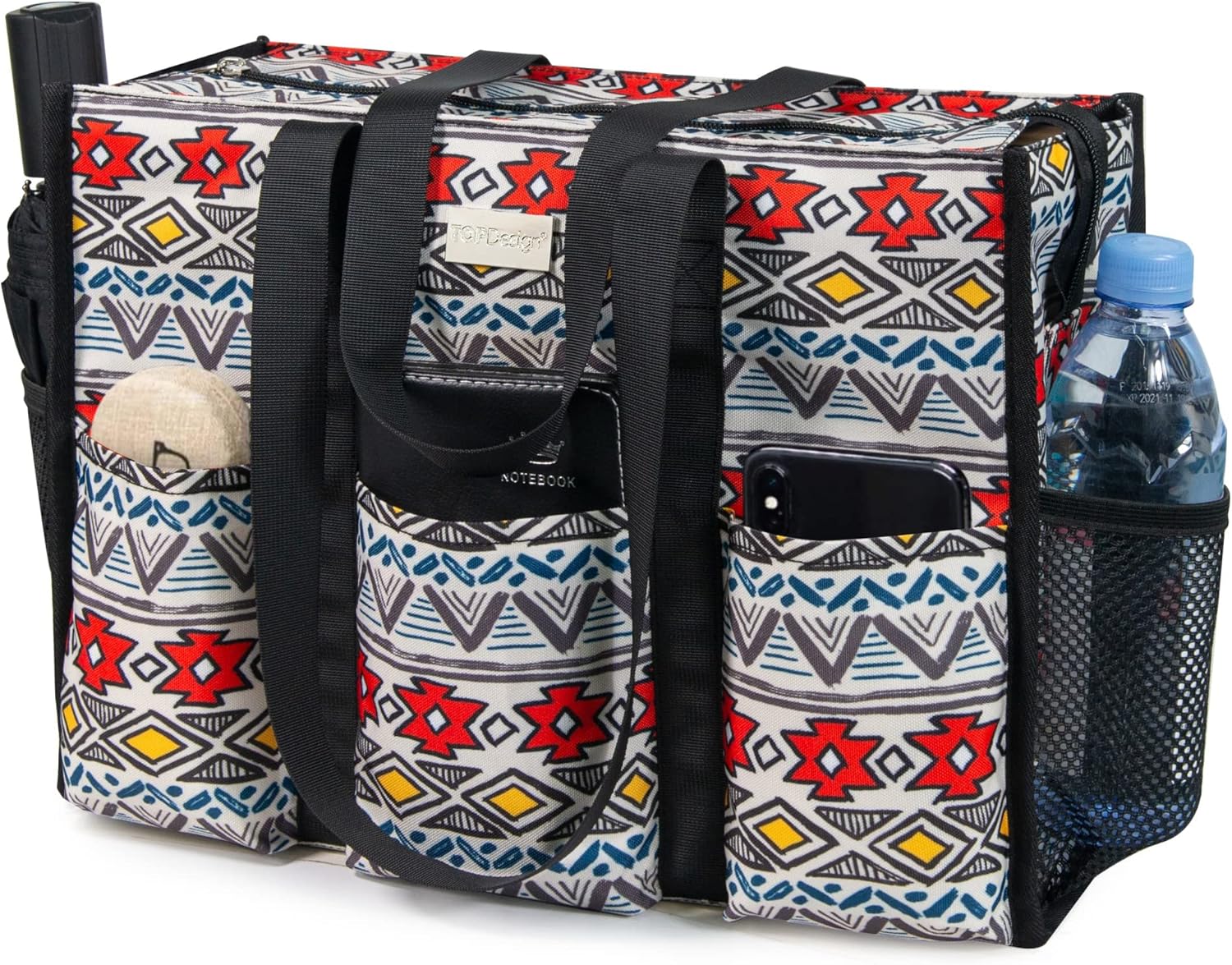 Utility Water Resistant Tote Bag with 13 Pockets for Women
