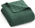 Mills Waffle Throw in Forest Green Cotton - Cozy Comfort