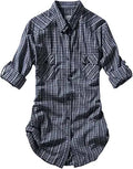 Match Women's Long Sleeve Flannel Plaid Shirt - Classic Cotton Layer