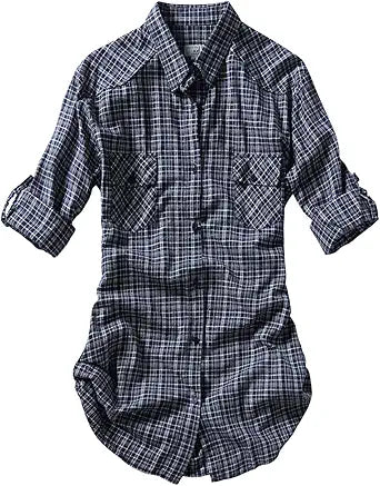 Match Women's Long Sleeve Flannel Plaid Shirt for Stylish Comfort
