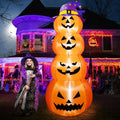 8FT Halloween Inflatable Stacked Pumpkins with Witch Hat - Bright Yard