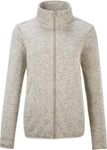 Women's Fleece Zip Up Jacket - Speckled Long Sleeve Sweater