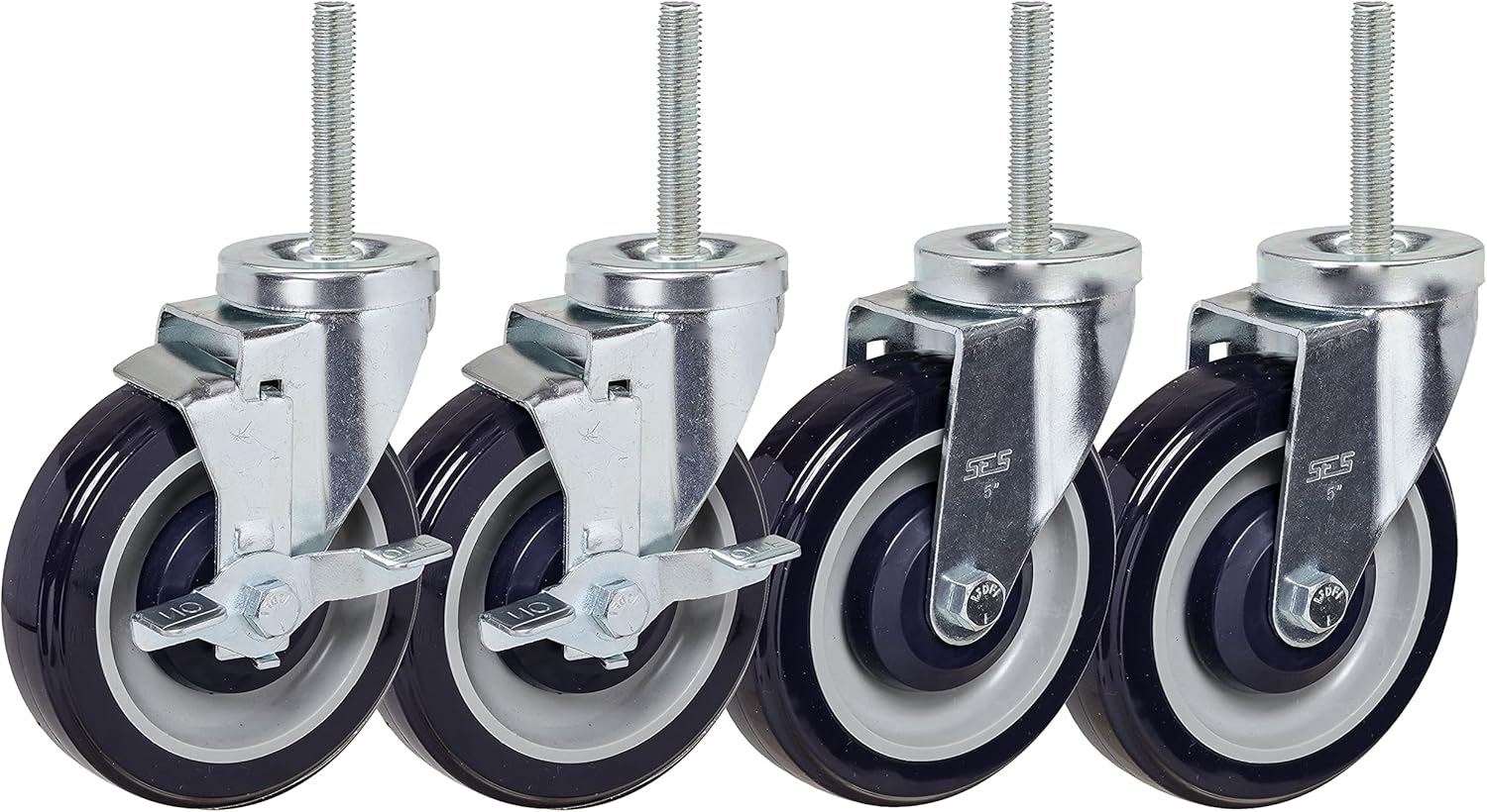 Caster Set of 4 with 5in Polyurethane Wheels for Easy Mobility