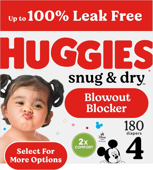 Huggies Size 4 Diapers - 180 Count, Ultra-Absorbent for Longer Playtime