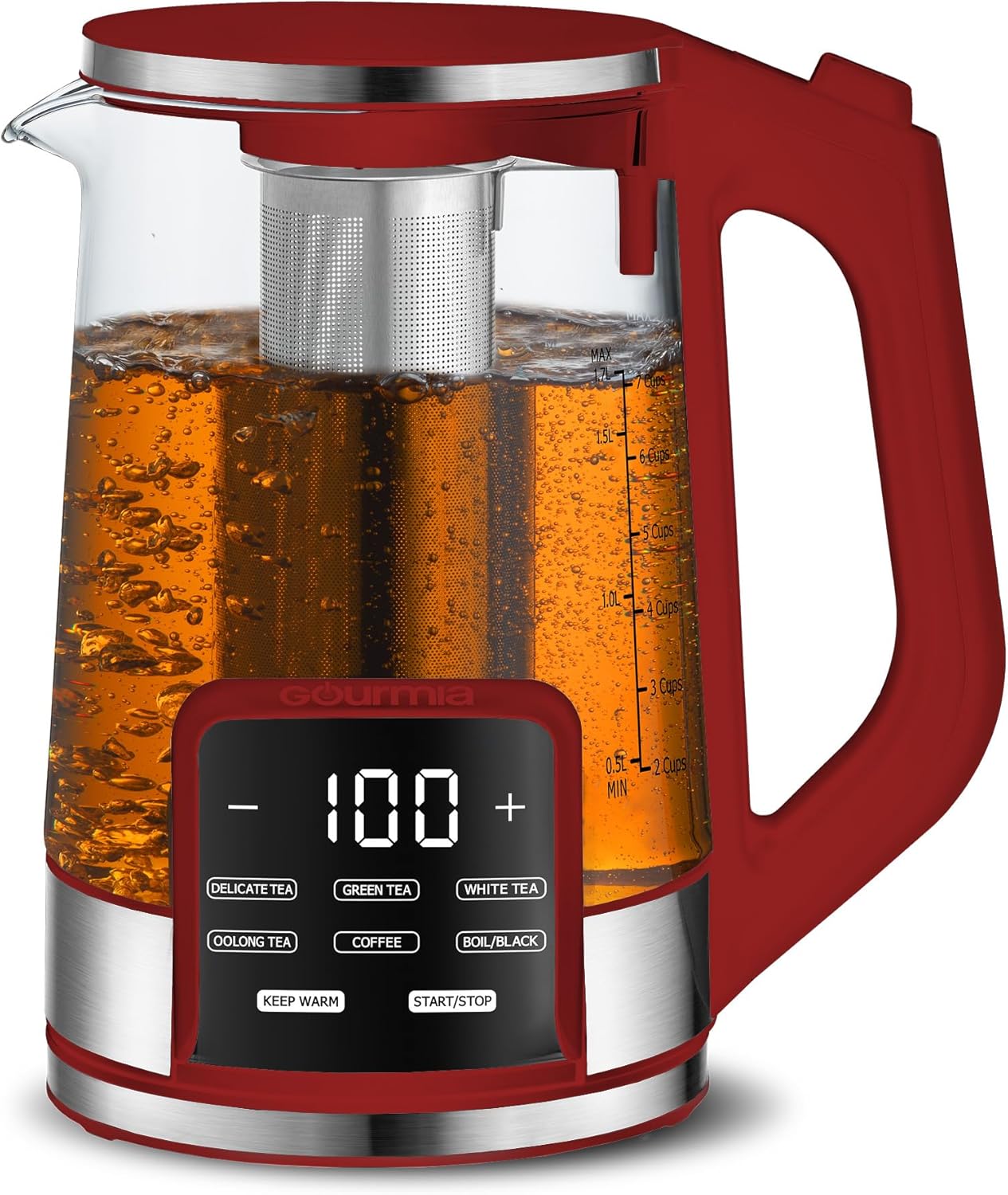 Gourmia Electric Programmable Glass Kettle for Perfect Brewing