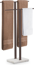 KES Bronze Standing Towel Rack with Weighted Marble Base - Stable