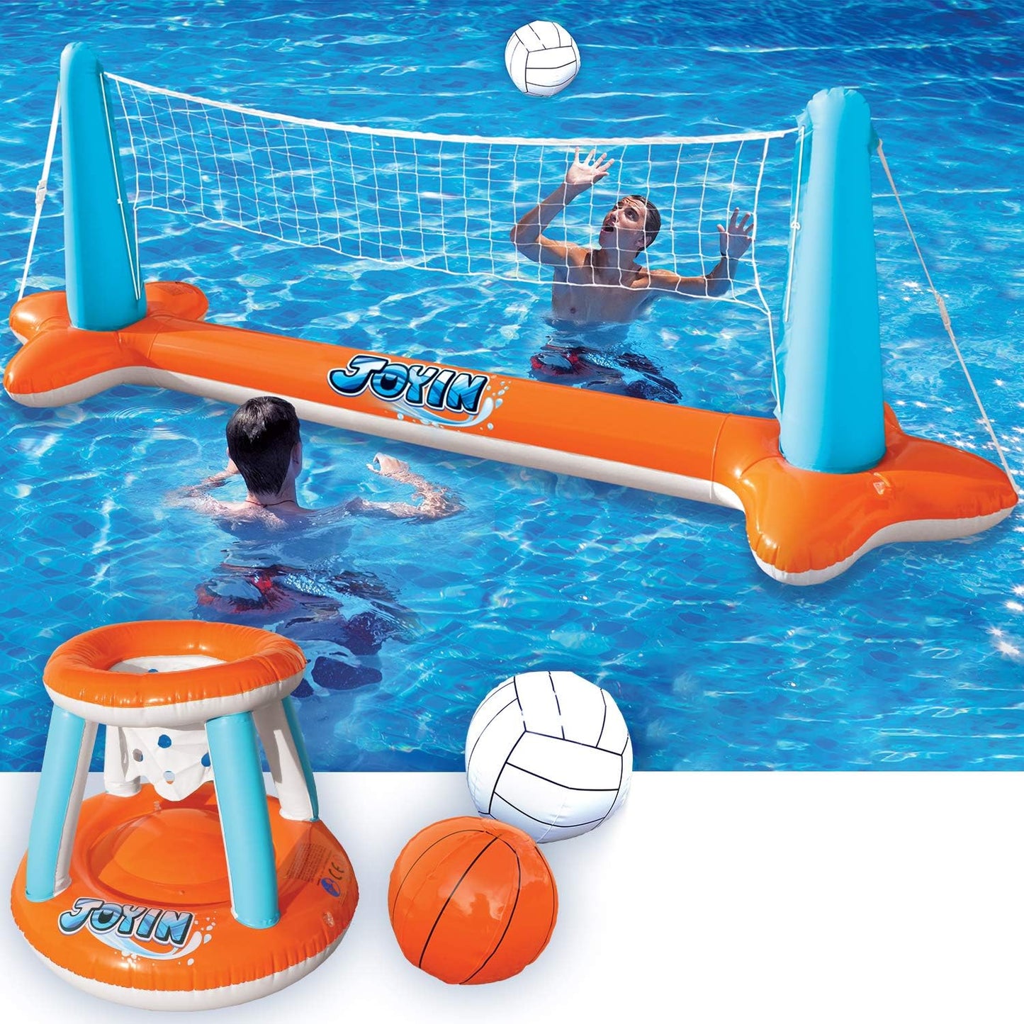 JOYIN Inflatable Pool Float Set | Volleyball & Basketball Fun