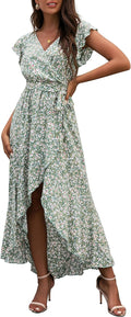 GRECERELLE 2025 Boho Floral V-Neck Faux Wrap Maxi Dress (Style X9RH)