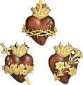 Three Sacred Hearts Wall Decor Wooden Sacred Hearts - Handmade 4in