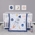 Cosmic Rocket 4-Piece Baby Crib Bedding Set for Boys - Reversible
