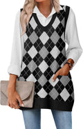 Zeagoo Women's Sweater Vest Oversized V Neck Pullovers with Pocket