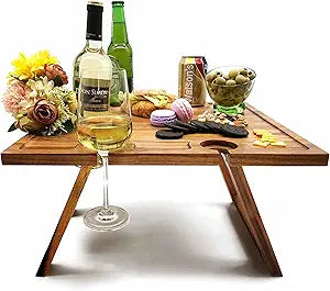 SASIDO Portable Wine Picnic Table for Romantic Outdoor Dining