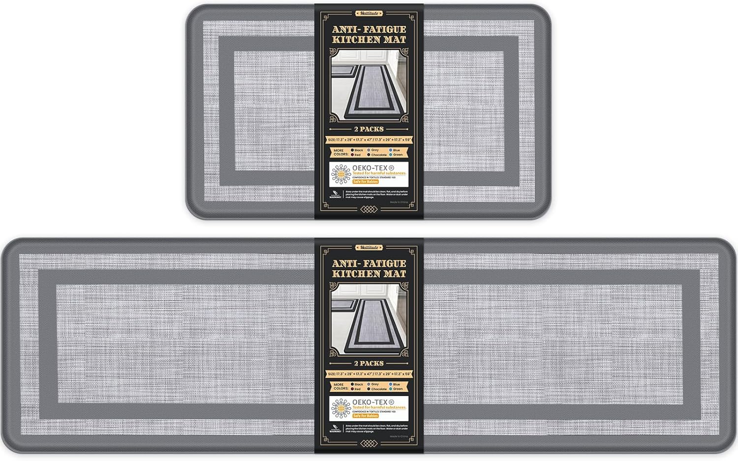 Mattitude Kitchen Mats Set of 2 Cushioned Anti-Fatigue Rugs