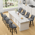 Counter Height Swivel Bar Stool 24ft Upholstered Fabric Set of 8