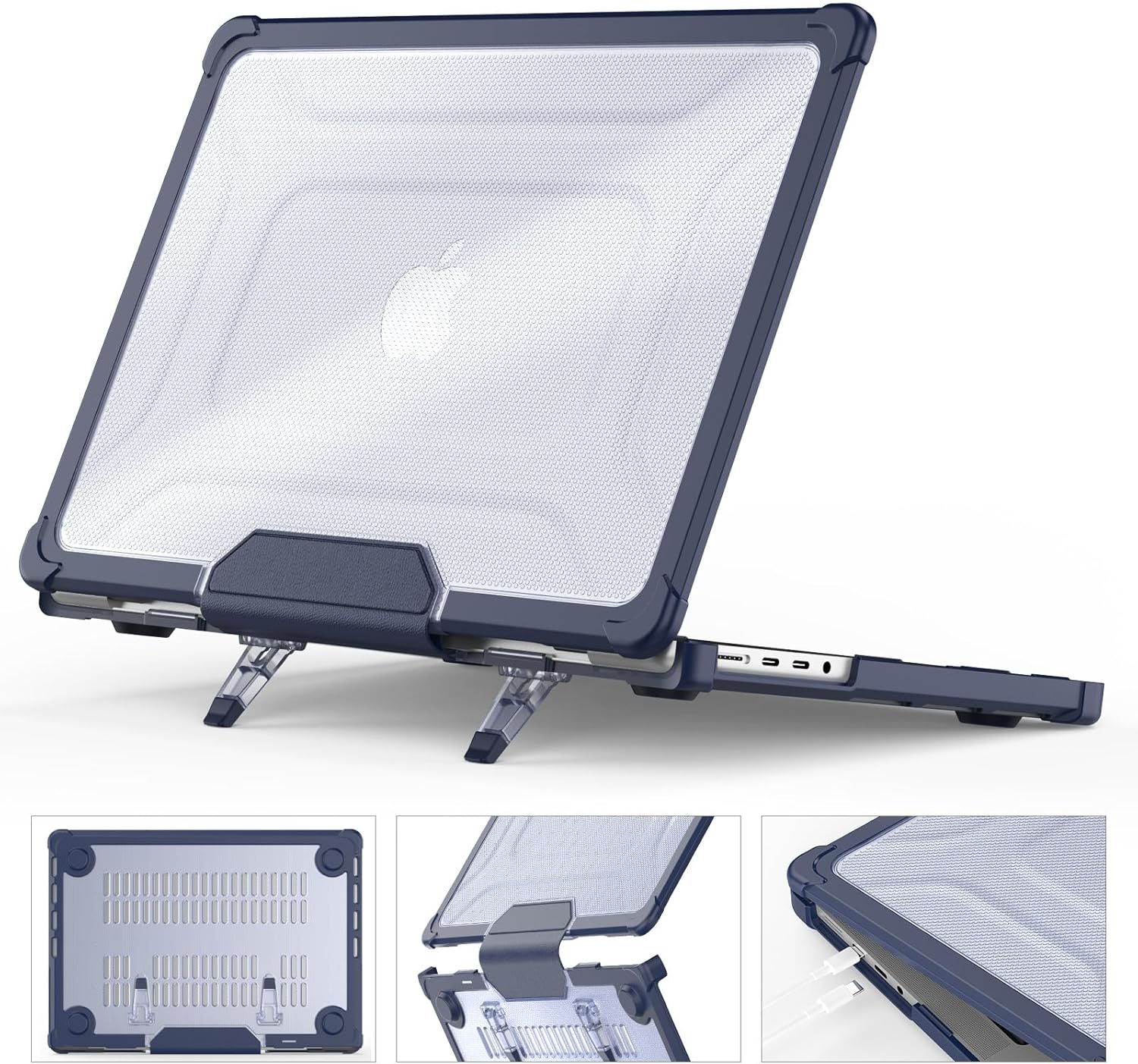 HXCASEAC MacBook Pro 14 inch Case with Foldable Stand - Navy