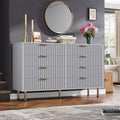 8 Drawer Dresser for Bedroom, Fluted 55in Wide Modern Chest - Deep