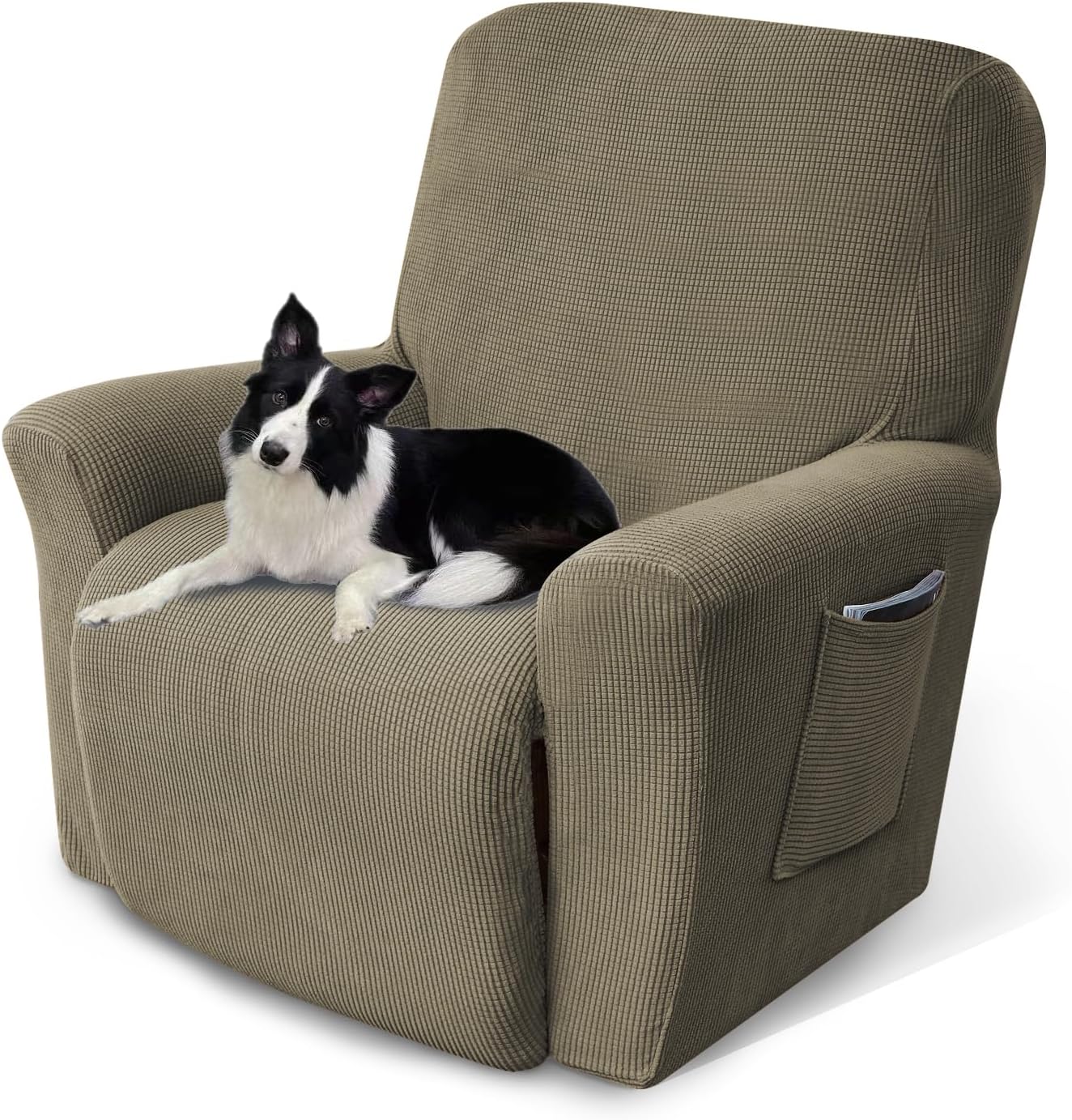 Pet Hair & Wear Protection: Khaki Recliner Cover