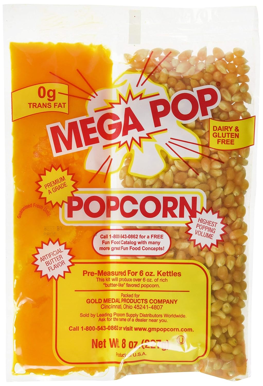 Gold Medal Coconut Popcorn Kit - 8oz for 6oz Popper