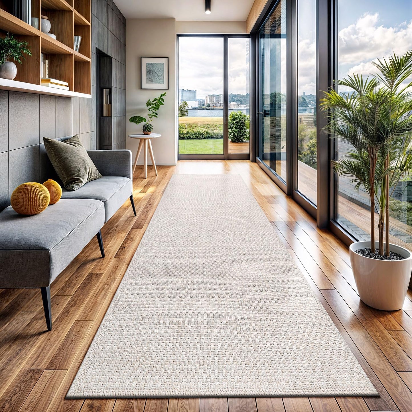 CAMILSON Indoor Outdoor Runner Rug Easy-Cleaning Non Shedding