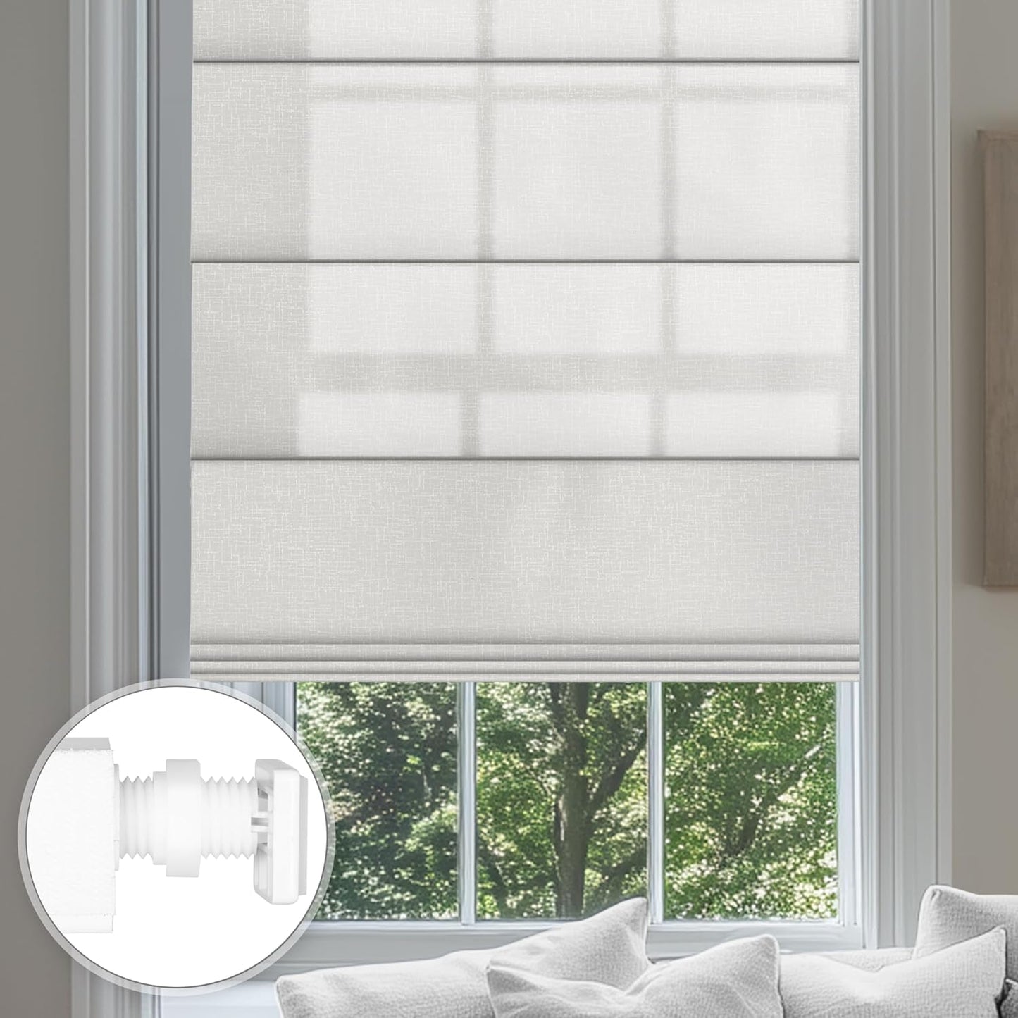 No Drill Roman Shades for Windows - Easy to Install Light Filtering